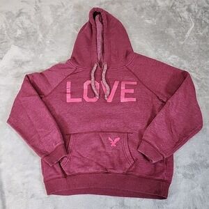 American Eagle‎ Sweatshirt Womens Pink Hoodie "LOVE" Casual Activewear Casual